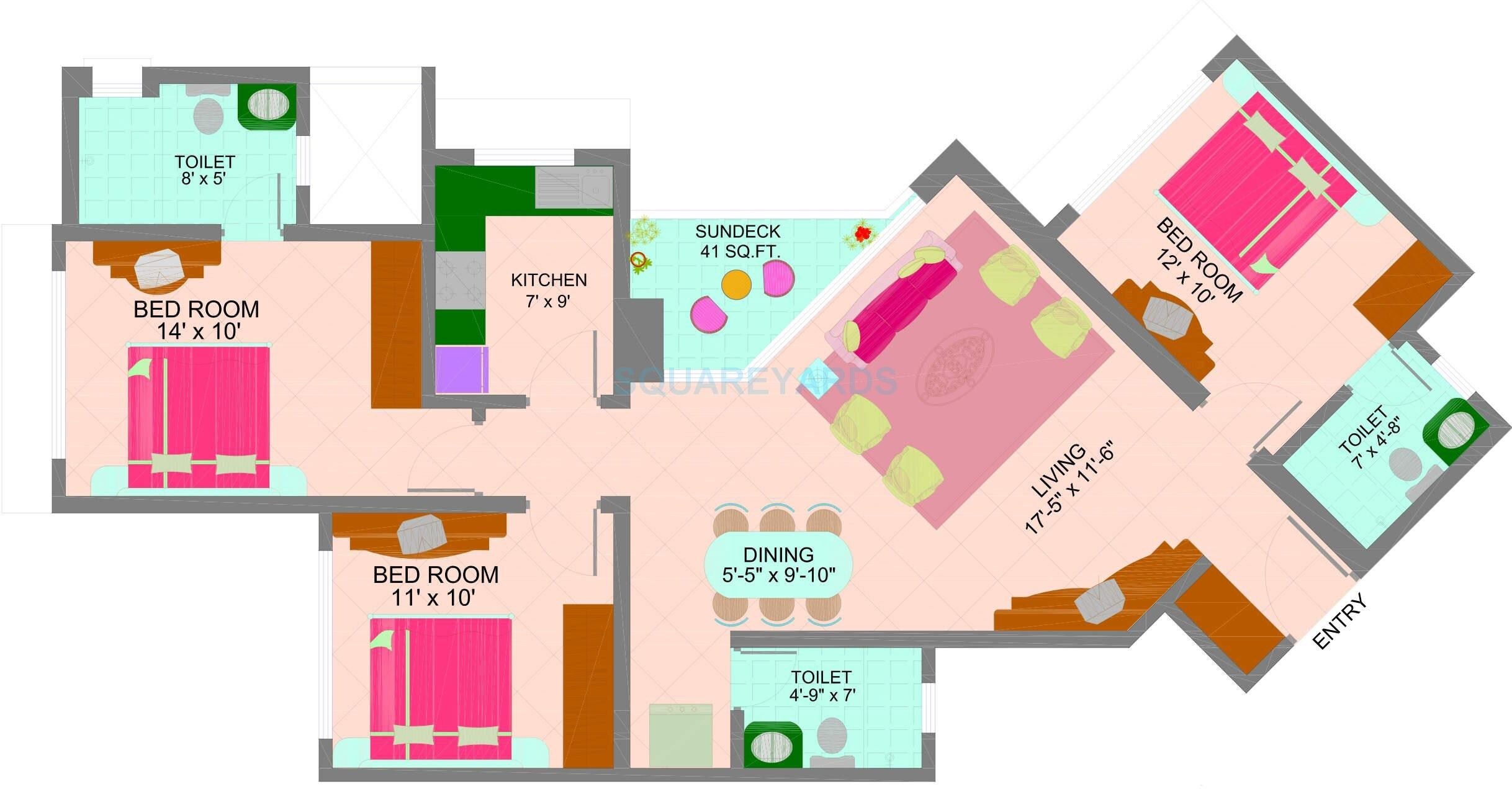 3 BHK 1083 Sq. Ft. Apartment