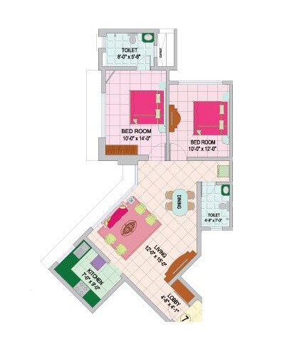 2 BHK 751 Sq. Ft. Apartment