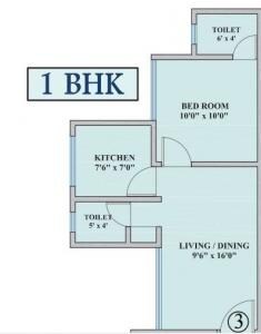 Floor plan of 1 BHK 666 Sq. Ft. Apartment in Nirmal Olympia Heights, Mumbai