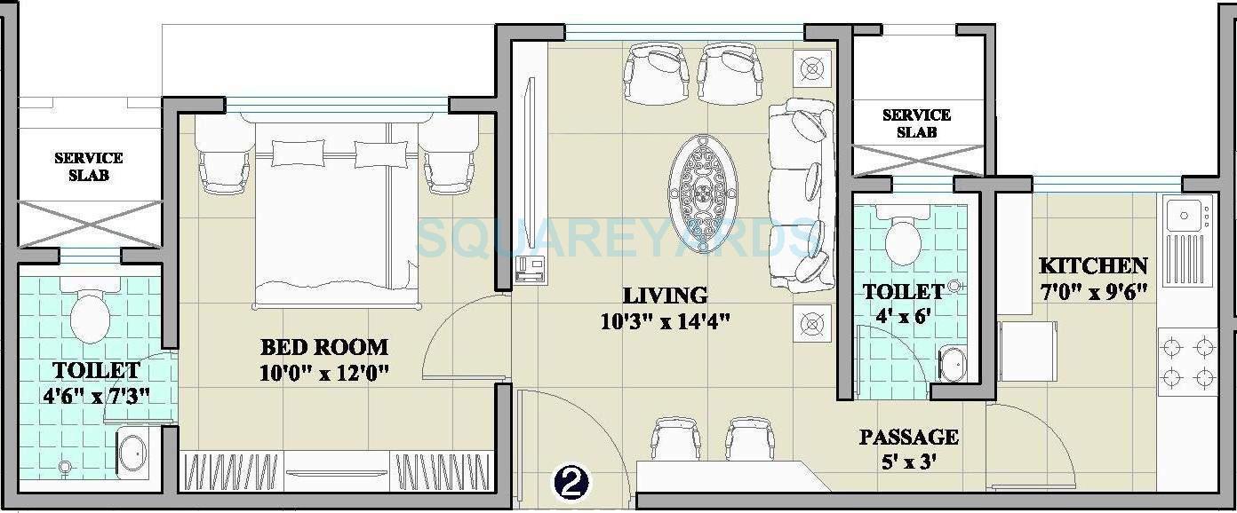 Floor plan of 1 BHK 675 Sq. Ft. Apartment in Nirmal Panaroma, Mumbai