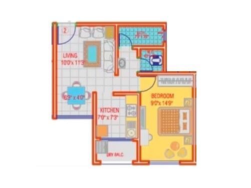 1 BHK 427 Sq. Ft. Apartment