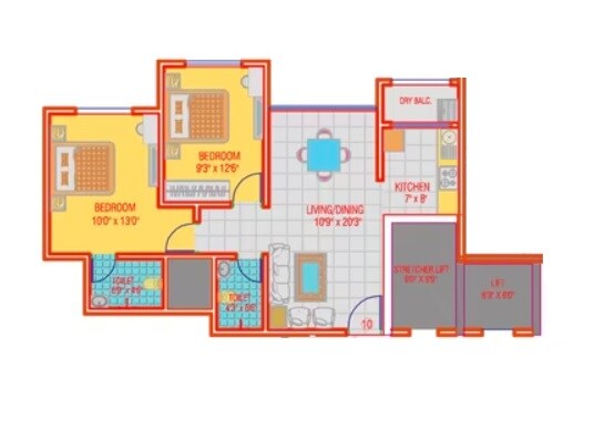 2 BHK 663 Sq. Ft. Apartment