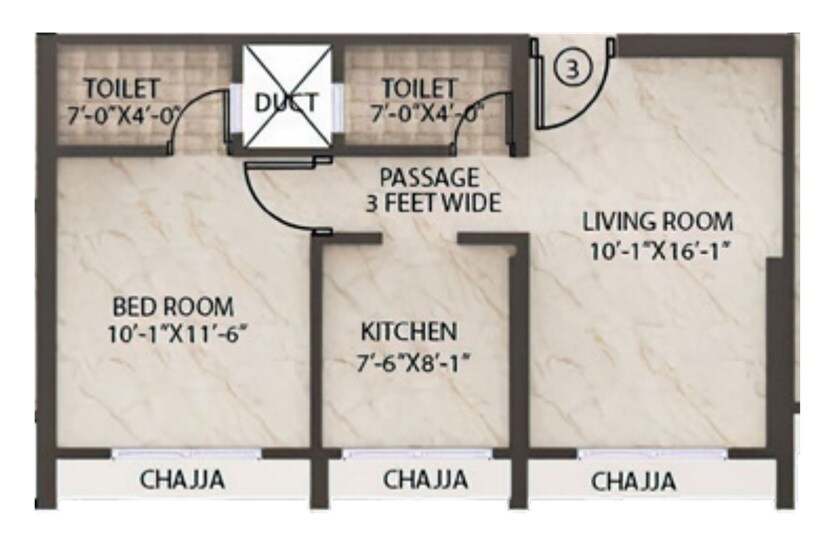 Floor plan of 1 BHK Apartment - 440 sq. ft. in Nirmiti Seasons, Mumbai