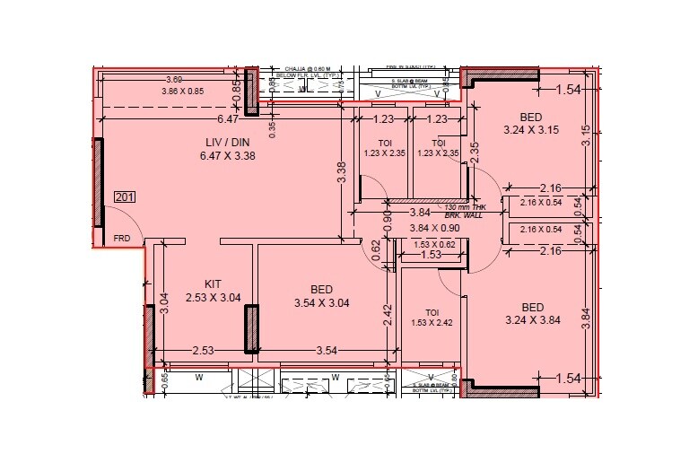 3 BHK 742 Sq. Ft. Apartment