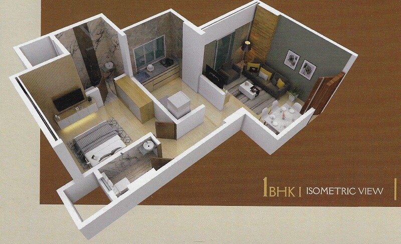 Floor plan of 1 BHK 438 Sq. Ft. Apartment in Nutan Yashodhan, Mumbai
