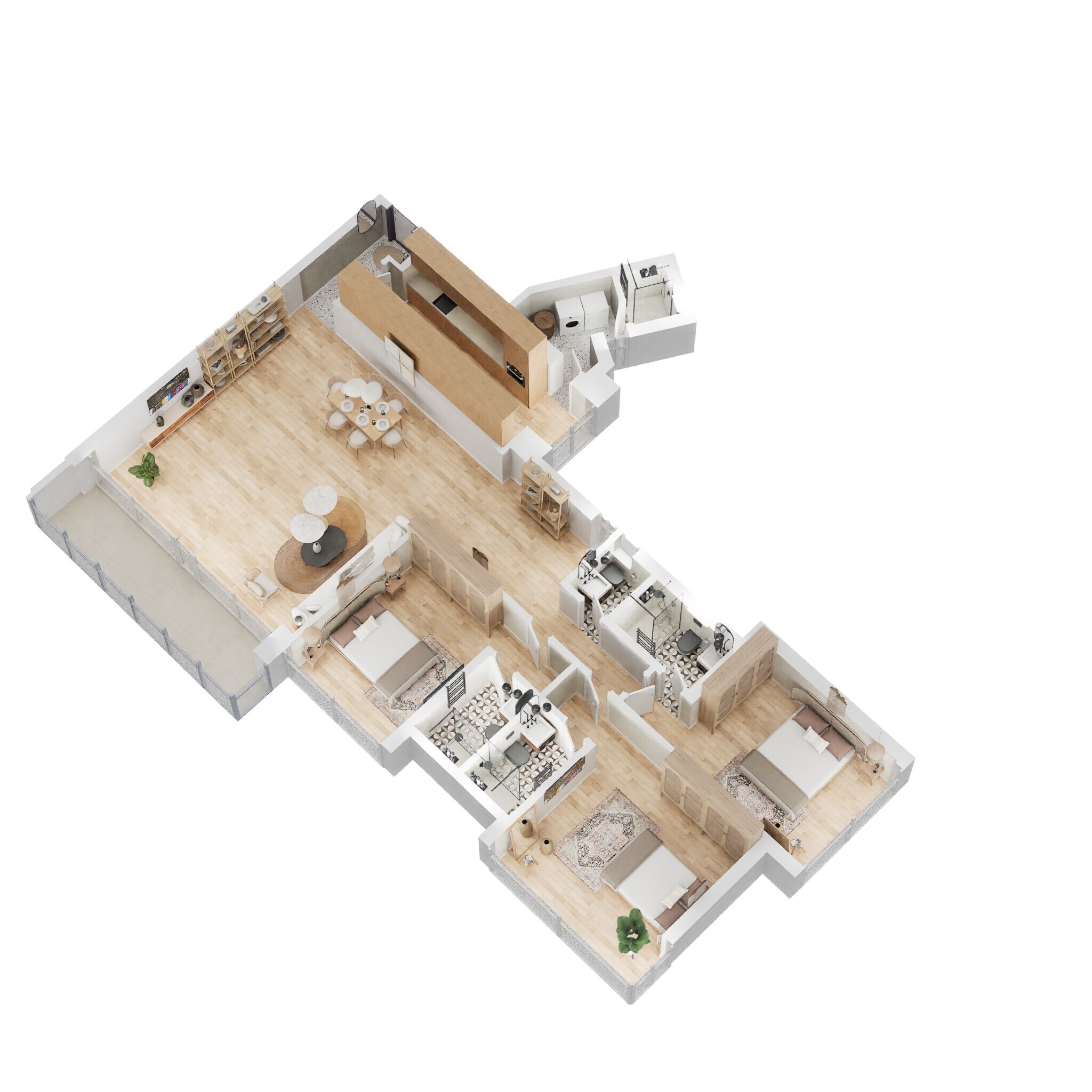 Floor plan of 3 BHK 1708 Sq. Ft. Apartment in Oberoi Elysian Tower A, Mumbai