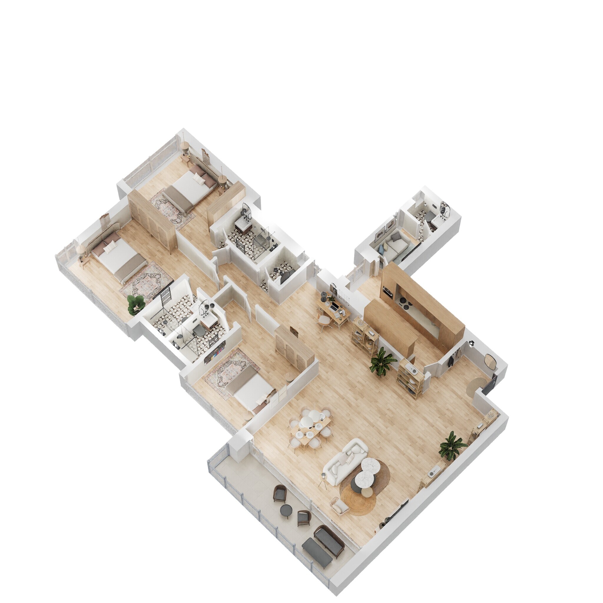 Floor plan of 3 BHK 1736 Sq. Ft. Apartment in Oberoi Elysian Tower A, Mumbai