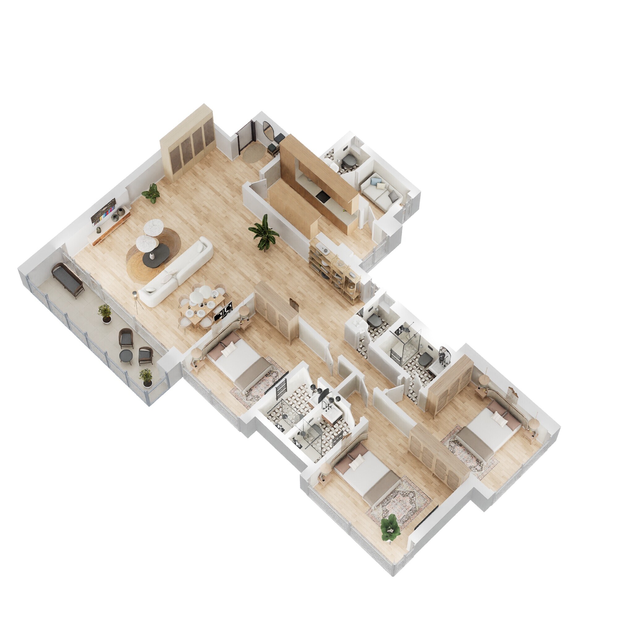 Floor plan of 3 BHK 1882 Sq. Ft. Apartment in Oberoi Elysian Tower A, Mumbai