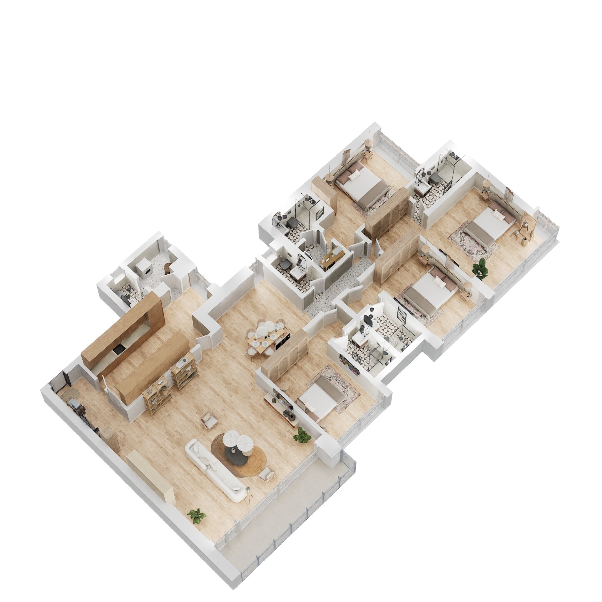 Floor plan of 4 BHK 2415 Sq. Ft. Apartment in Oberoi Elysian Tower A, Mumbai