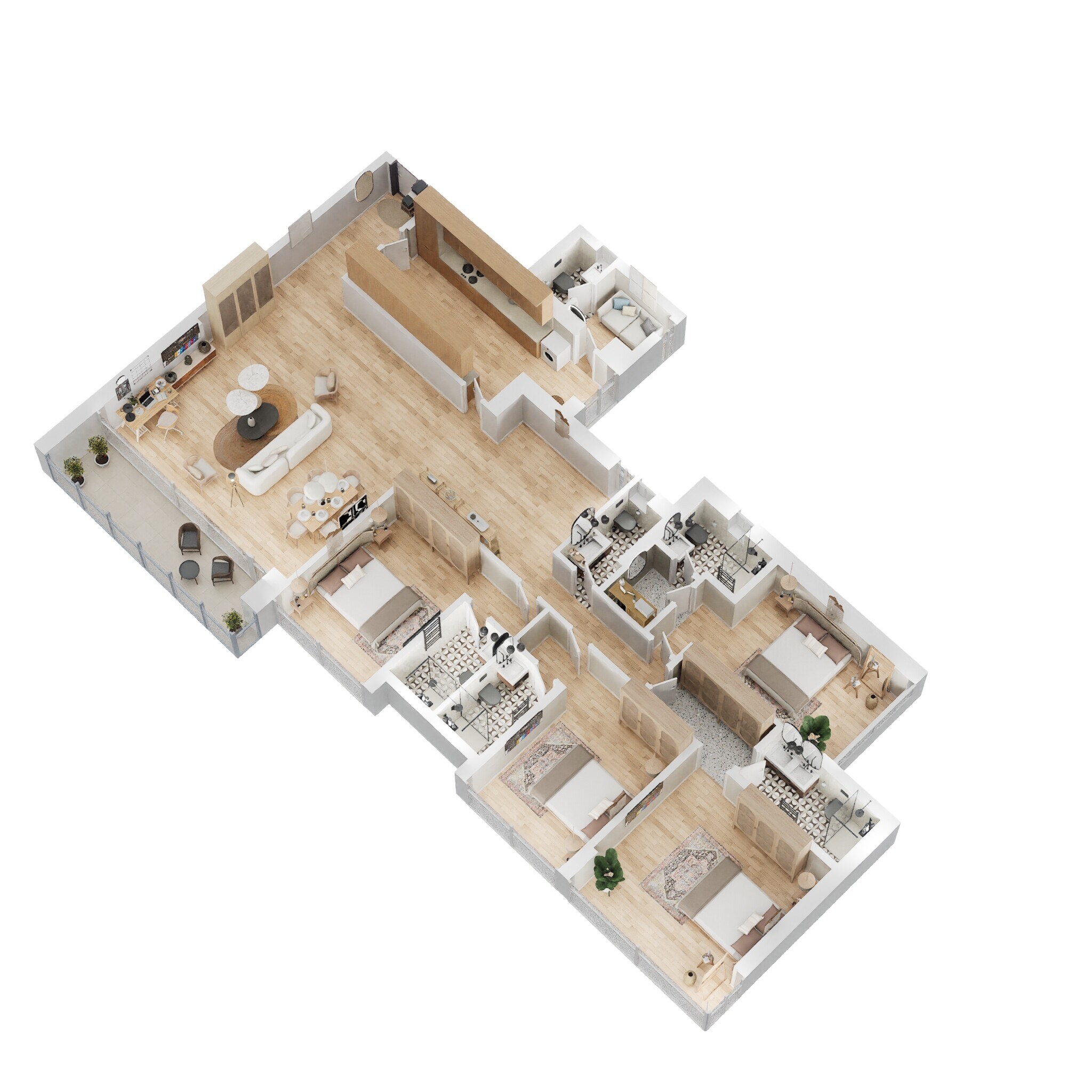 Floor plan of 4 BHK 2538 Sq. Ft. Apartment in Oberoi Elysian Tower A, Mumbai