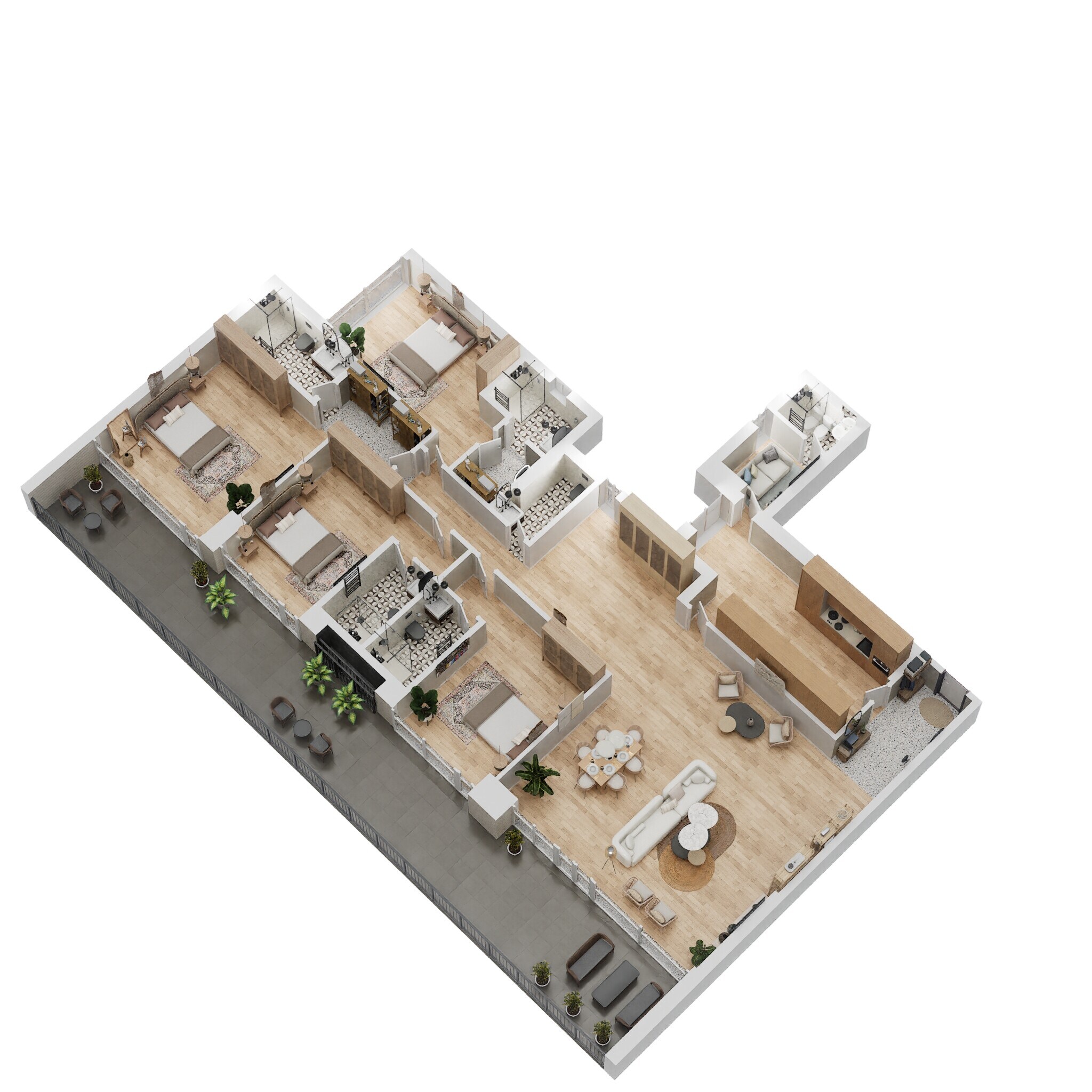Floor plan of 4 BHK 3032 Sq. Ft. Apartment in Oberoi Elysian Tower A, Mumbai