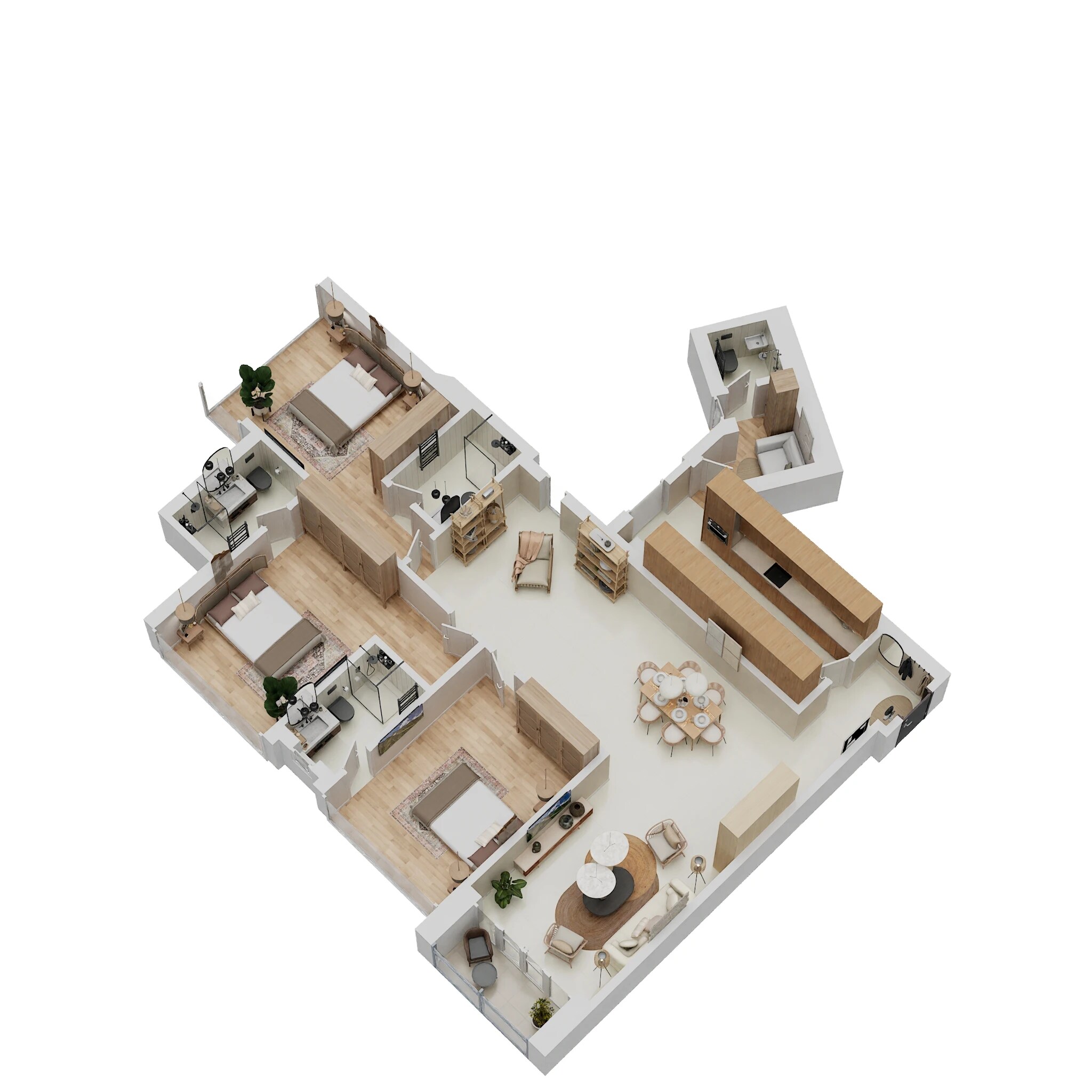 Floor plan of 3 BHK 1094 Sq. Ft. Apartment in Oberoi Realty Borivali, Mumbai