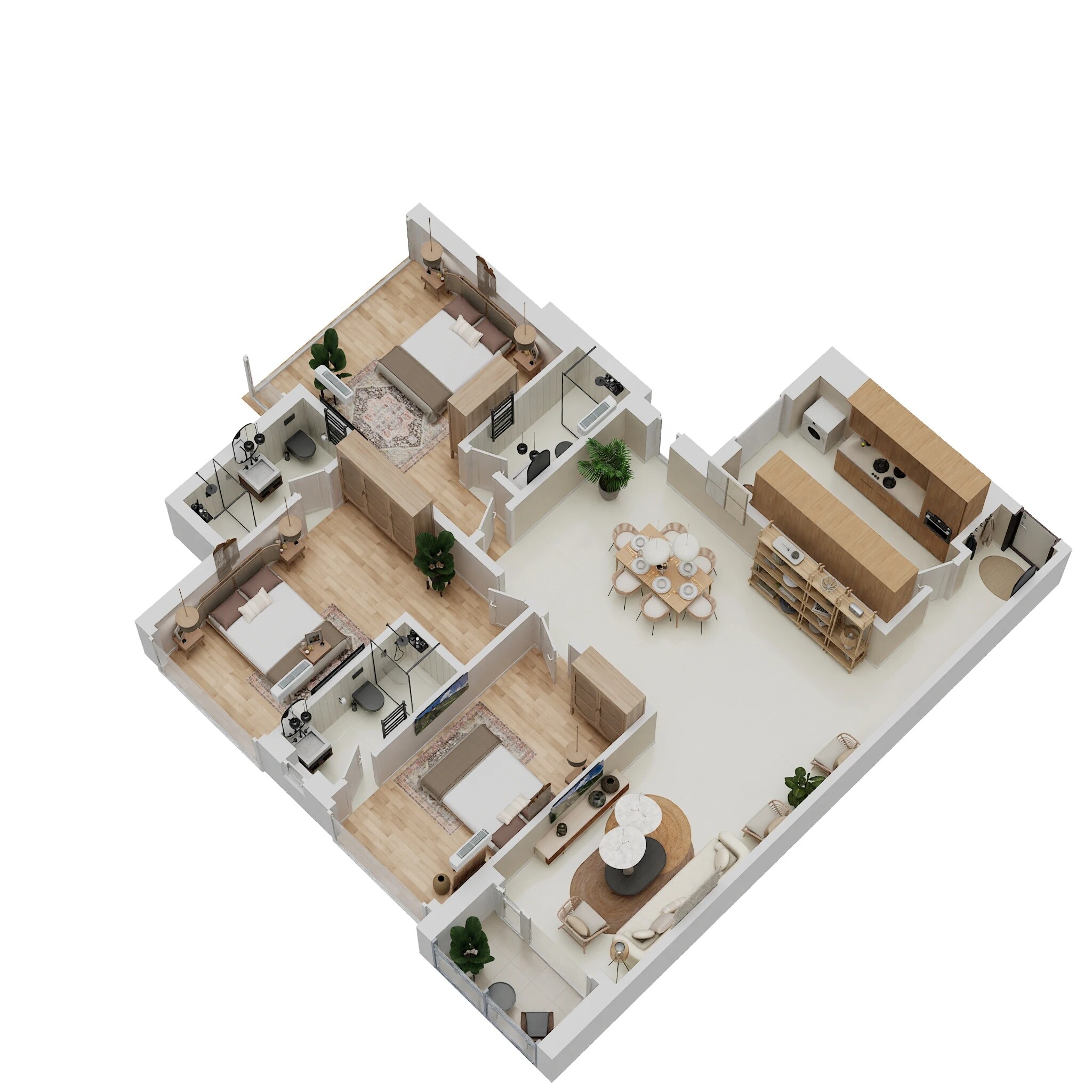 Floor plan of 3 BHK 1321 Sq. Ft. Apartment in Oberoi Realty Borivali, Mumbai
