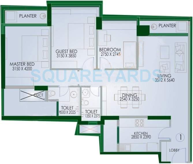 3 BHK 1820 Sq. Ft. Apartment