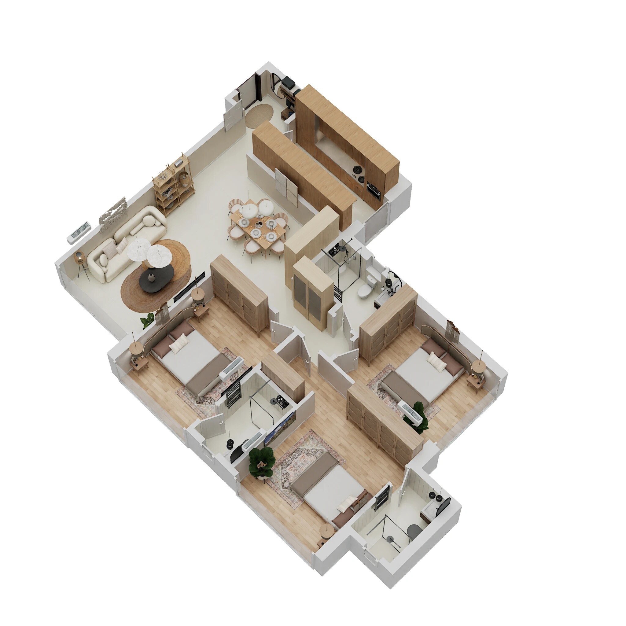 Floor plan of 3 BHK 1094 Sq. Ft. Apartment in Oberoi Sky City Tower E, Mumbai