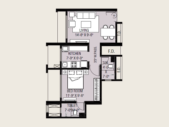 1 BHK 401 Sq. Ft. Apartment in Omkaar The Grand