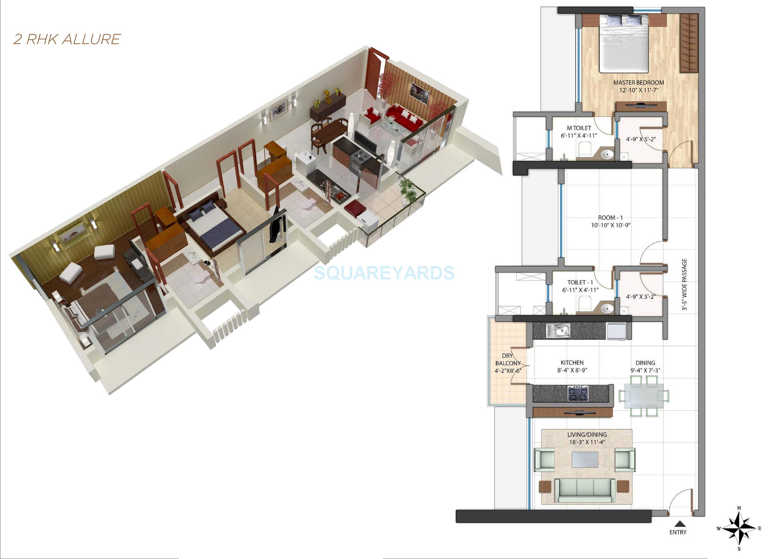  2 BHK Apartment at Omkar Alta Monte, Malad East – for Rent