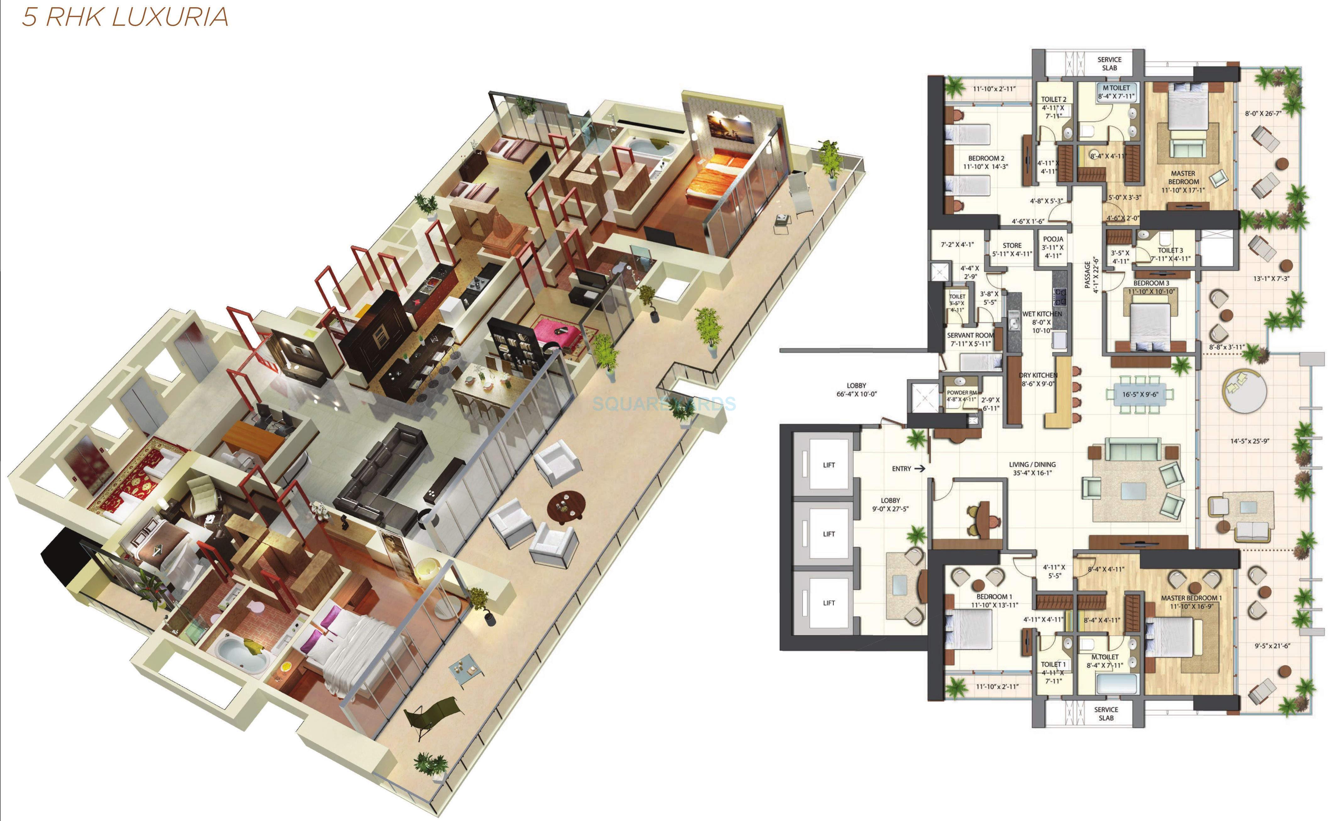  5 BHK Apartment at Omkar Alta Monte, Malad East – for Rent