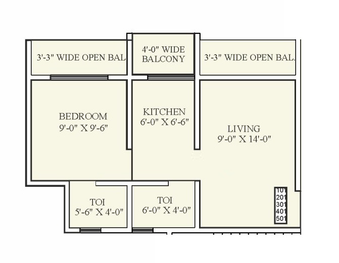 1 BHK 324 Sq. Ft. Apartment in Omkar Vastu Complex