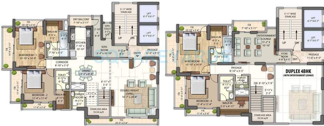 Floor plan of 4 BHK 3650 Sq. Ft. Apartment in Omkar Vayu, Mumbai