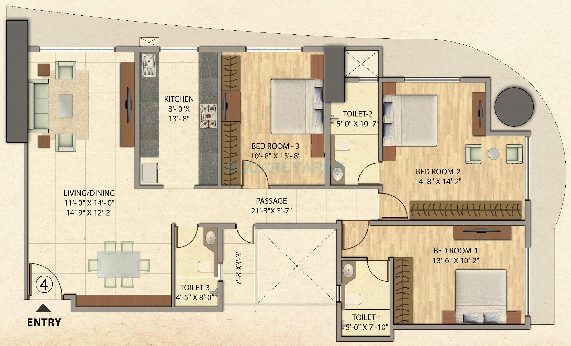 Other, omkar-veda-exclusive 3 Bedroom 1382 Sq.Ft. Apartment In Parel Mumbai 9369449