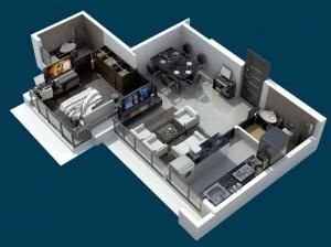 Floor plan of 1 BHK 639 Sq. Ft. Apartment in One Mumbai One Spirit, Mumbai
