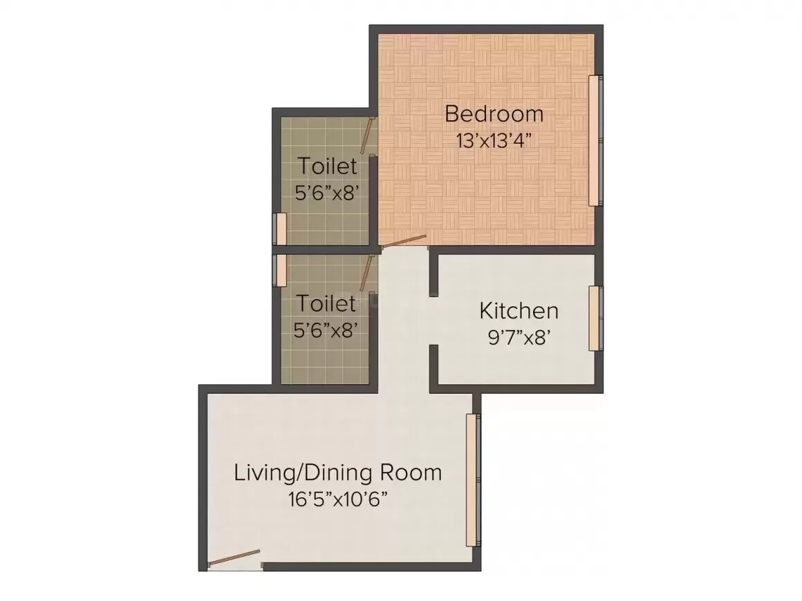 Floor plan of 1 BHK 870 Sq. Ft. Apartment in Orbit Grand, Mumbai