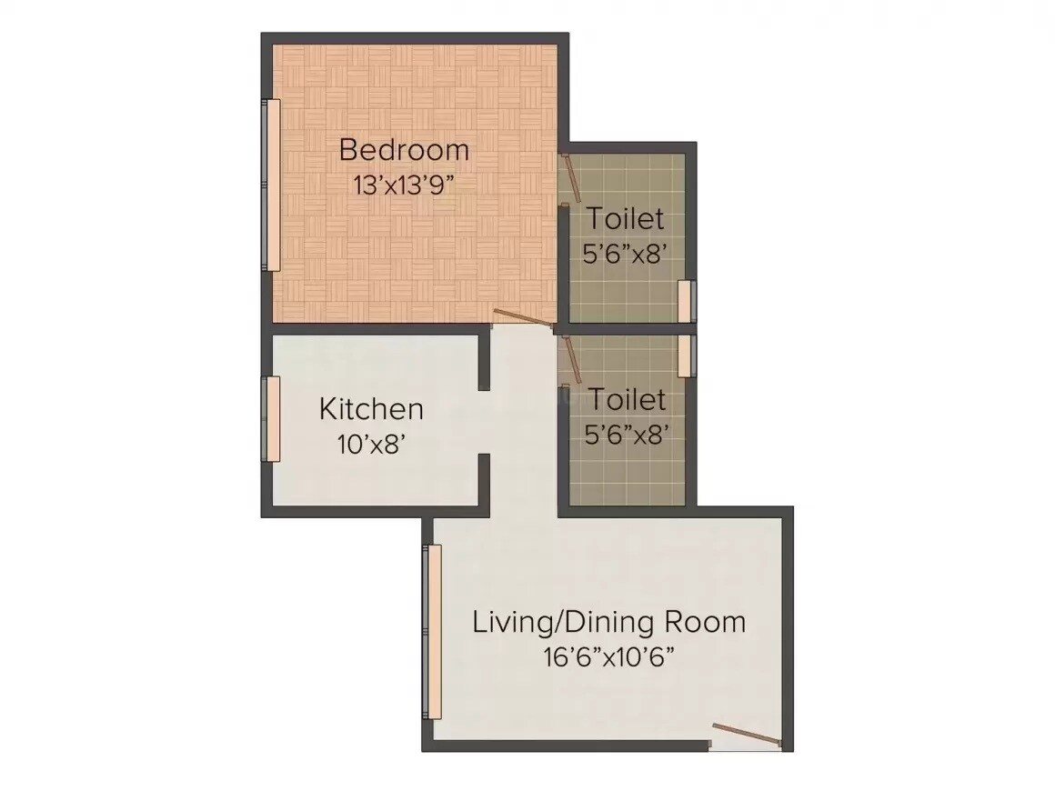 Floor plan of 1 BHK 882 Sq. Ft. Apartment in Orbit Grand, Mumbai
