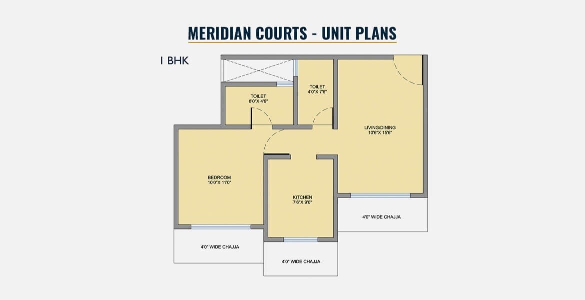 Floor plan of 1 BHK 448 Sq. Ft. Apartment in Origin Meridian Court, Mumbai
