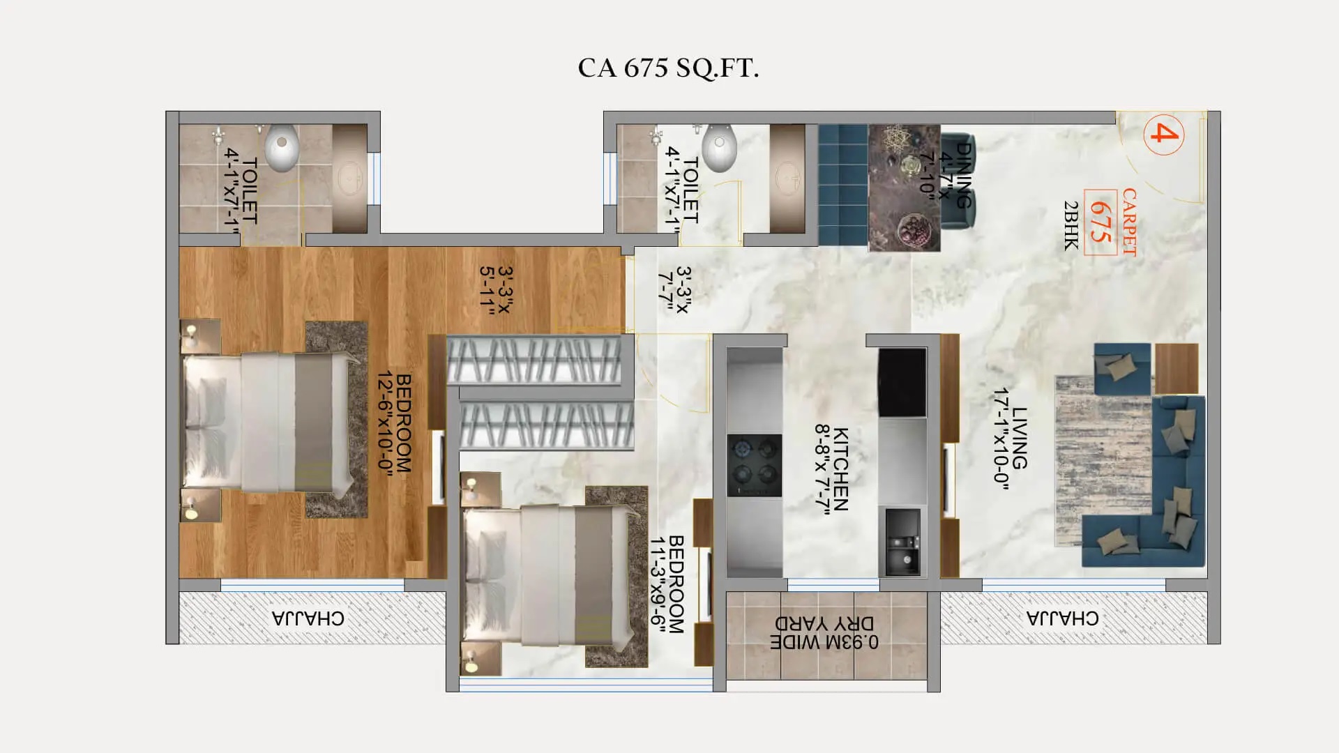 2 BHK 675 Sq. Ft. Apartment in Origin Rock Highland