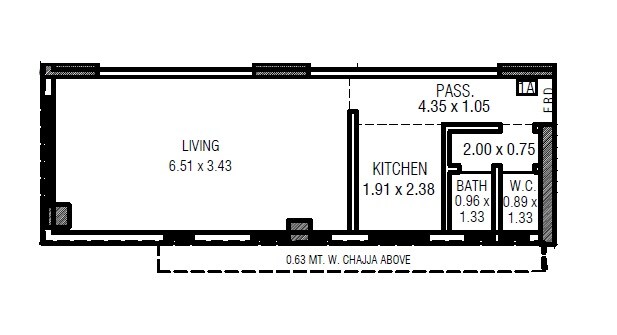 Floor plan of 256 Sq. Ft. Studio in Ossia Shivkari, Mumbai