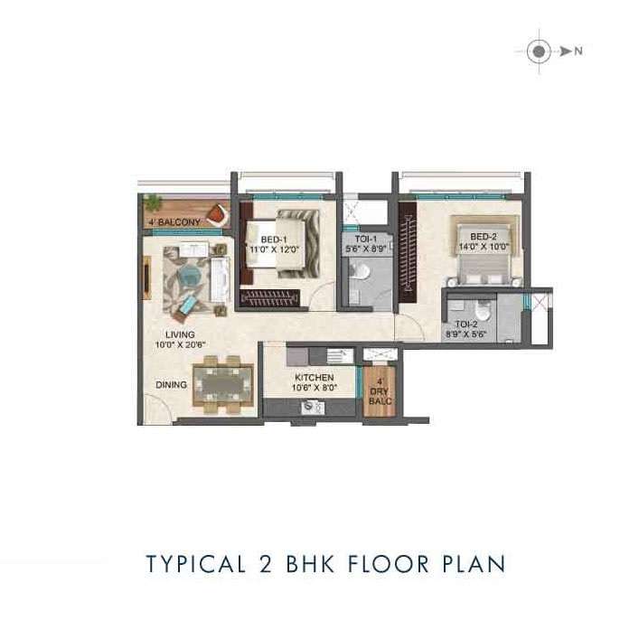 2 BHK 825 Sq. Ft. Apartment in Ozone The Gateway