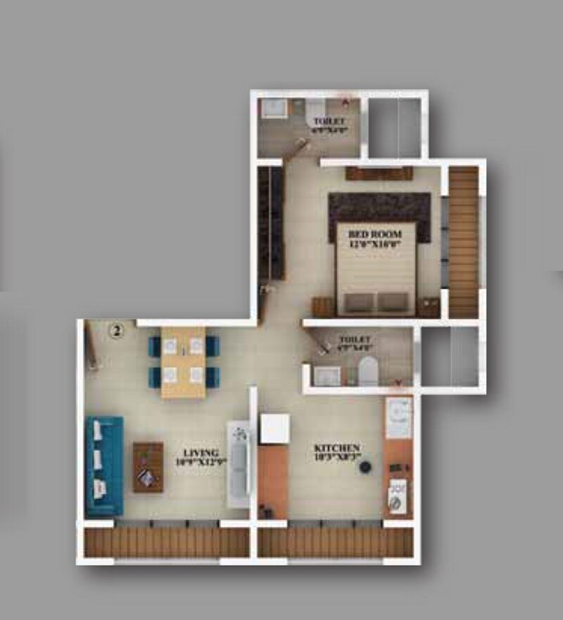 Floor plan of 1 BHK 420 Sq. Ft. Apartment in P K Arch, Mumbai