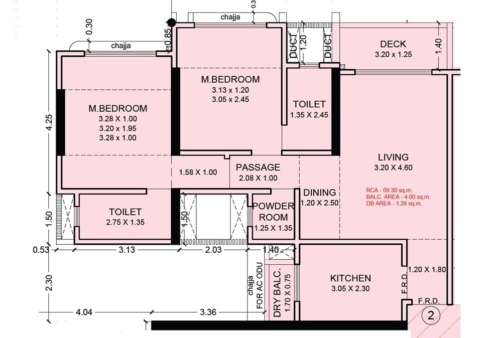 Floor plan of 2 BHK 746 Sq. Ft. Apartment in Palkhi Samaya, Mumbai