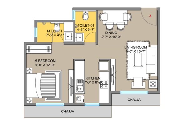 1 BHK 449 Sq. Ft. Apartment in Panache Premiere