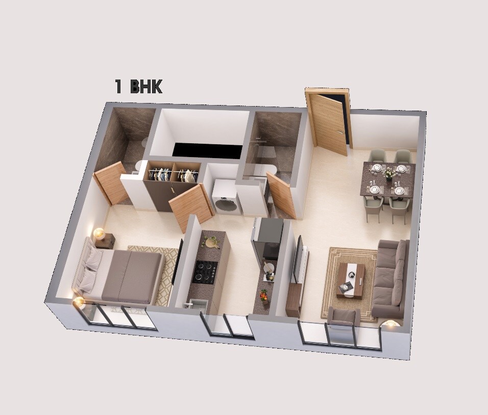 Floor plan of 1 BHK 435 Sq. Ft. Apartment in Panchnaad Skyline 103, Mumbai