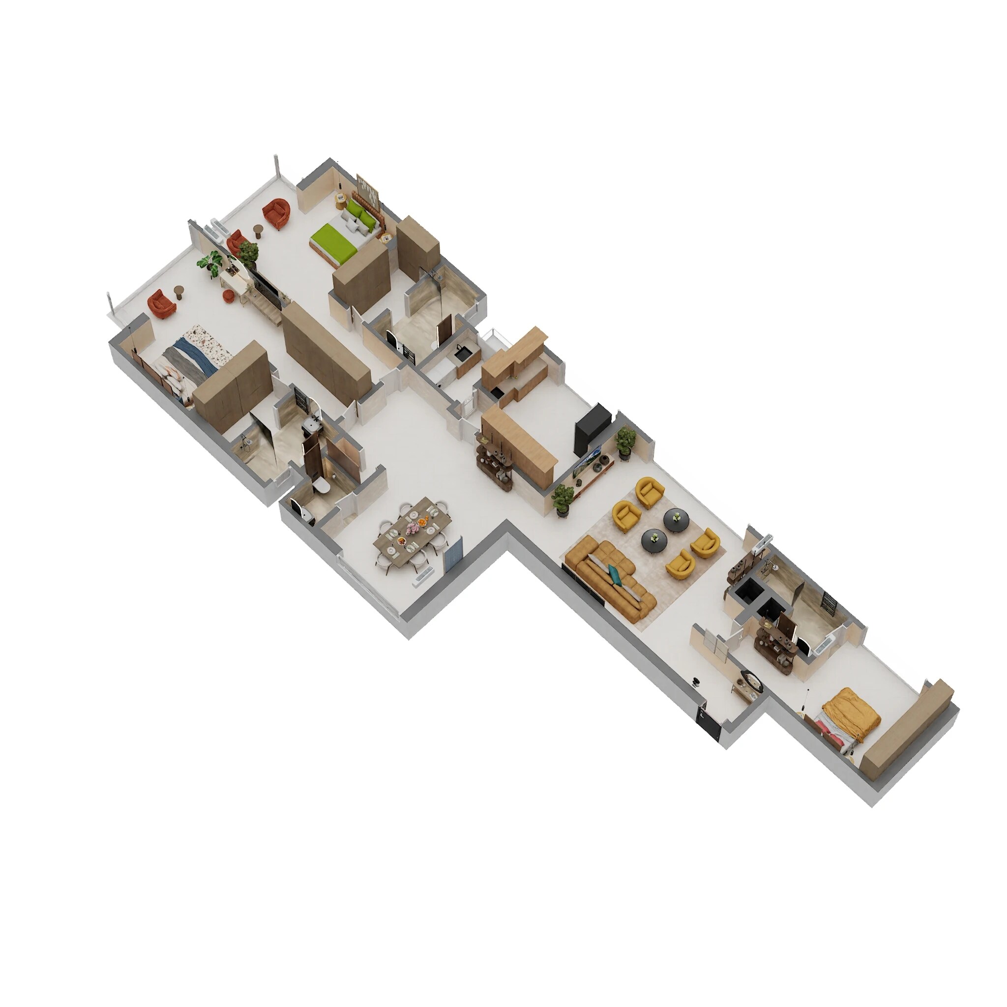Floor plan of 3 BHK 1980 Sq. Ft. Apartment in Panchshil Omnia Residences, Mumbai