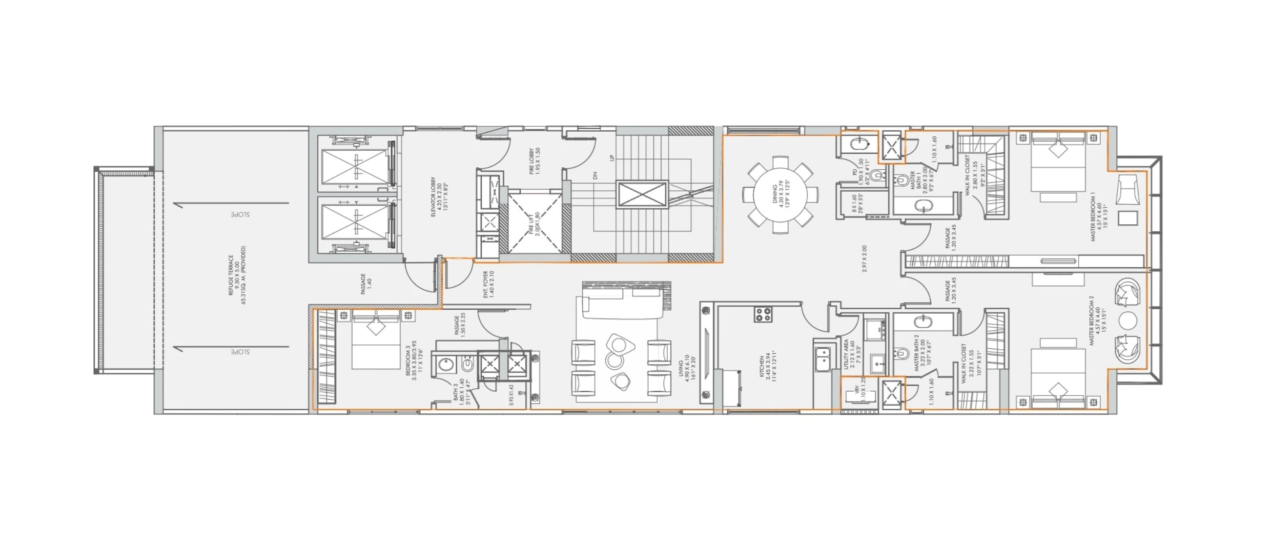 3 BHK 1967 Sq. Ft. Apartment