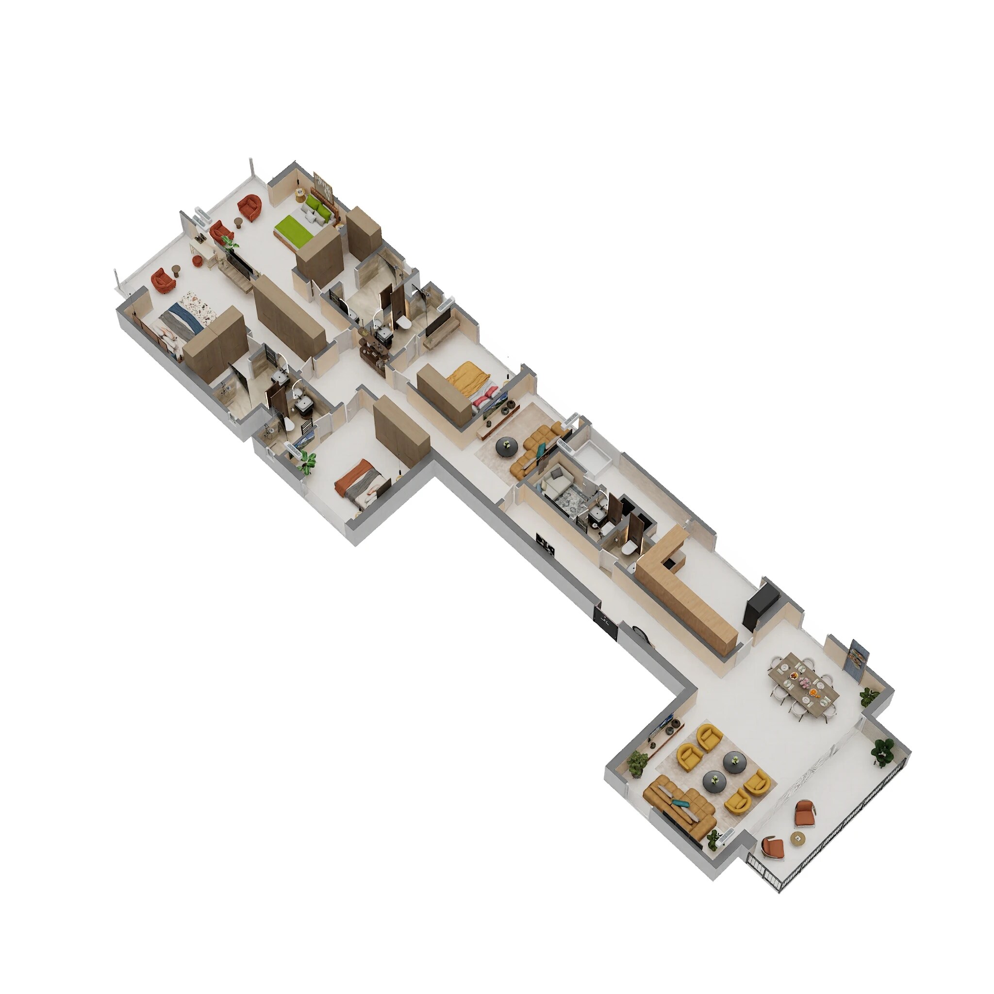 Floor plan of 4 BHK 2683 Sq. Ft. Apartment in Panchshil Omnia Residences, Mumbai