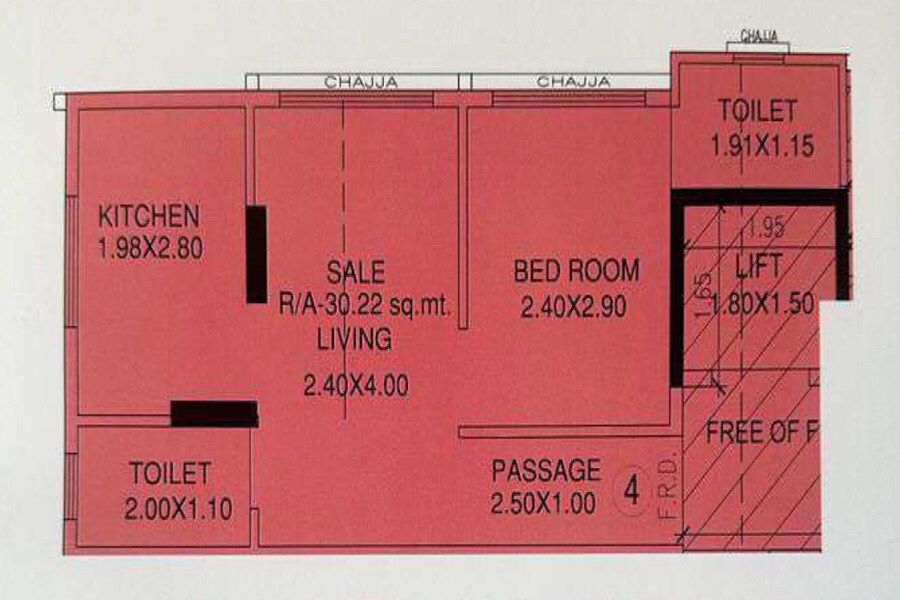 Floor plan of 1 BHK 325 Sq. Ft. Apartment in Pankhi PR Heights, Mumbai