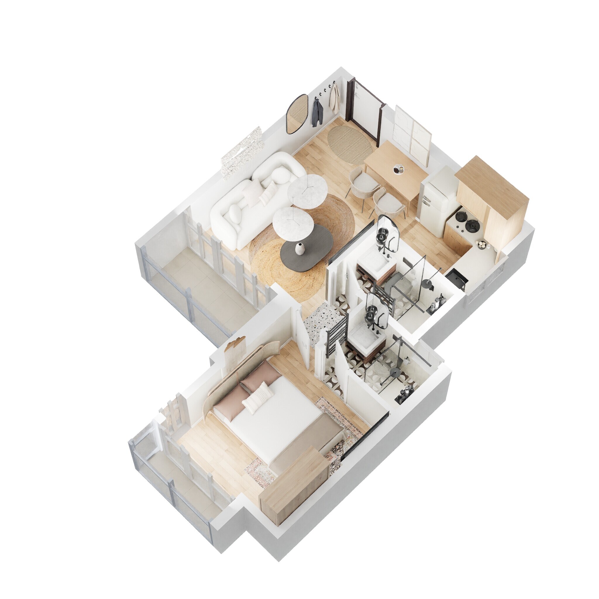 Floor plan of 1 BHK 385 Sq. Ft. Apartment in Paradigm 71 Midtown, Mumbai