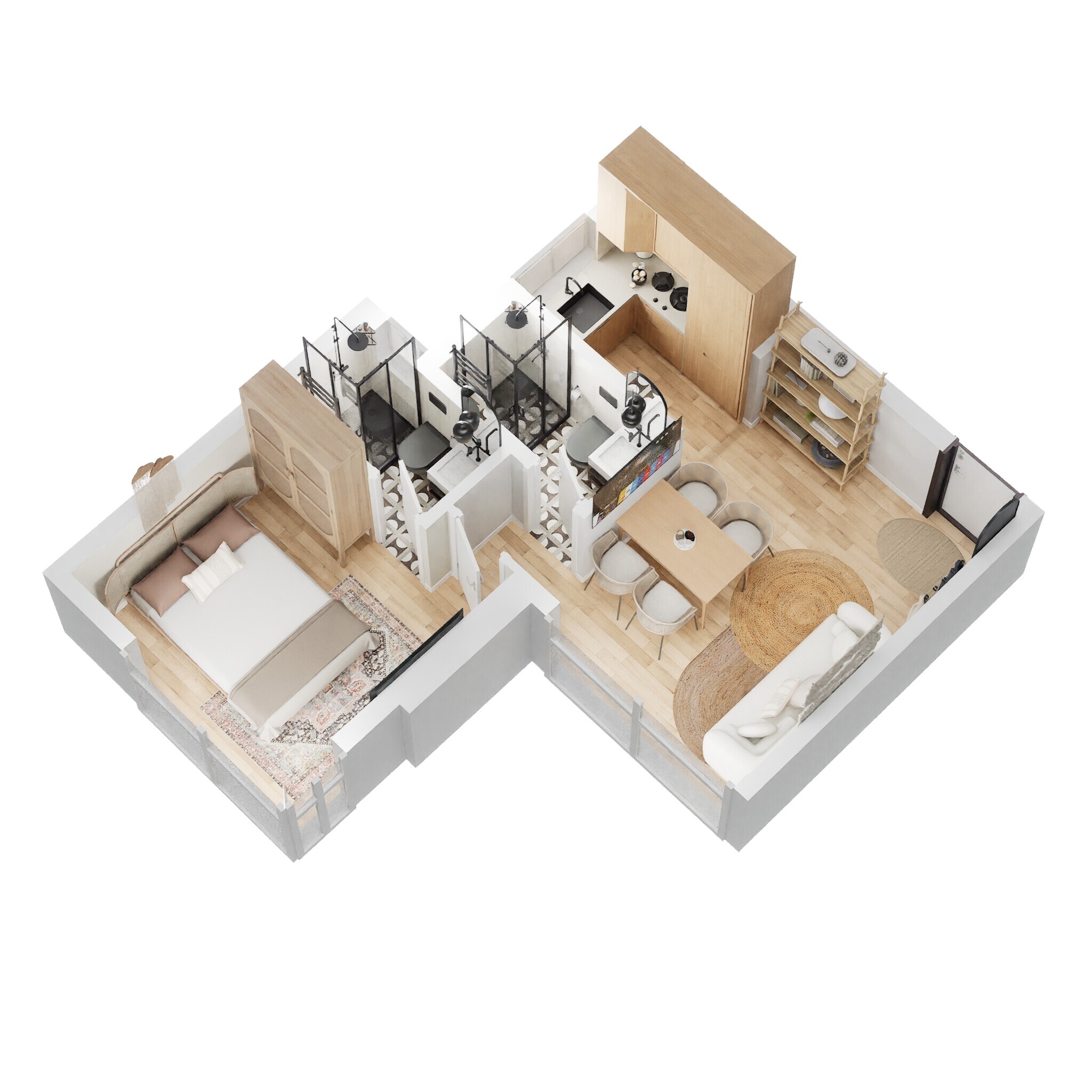 Floor plan of 1 BHK 350 Sq. Ft. Apartment in Paradigm 71 Midtown, Mumbai