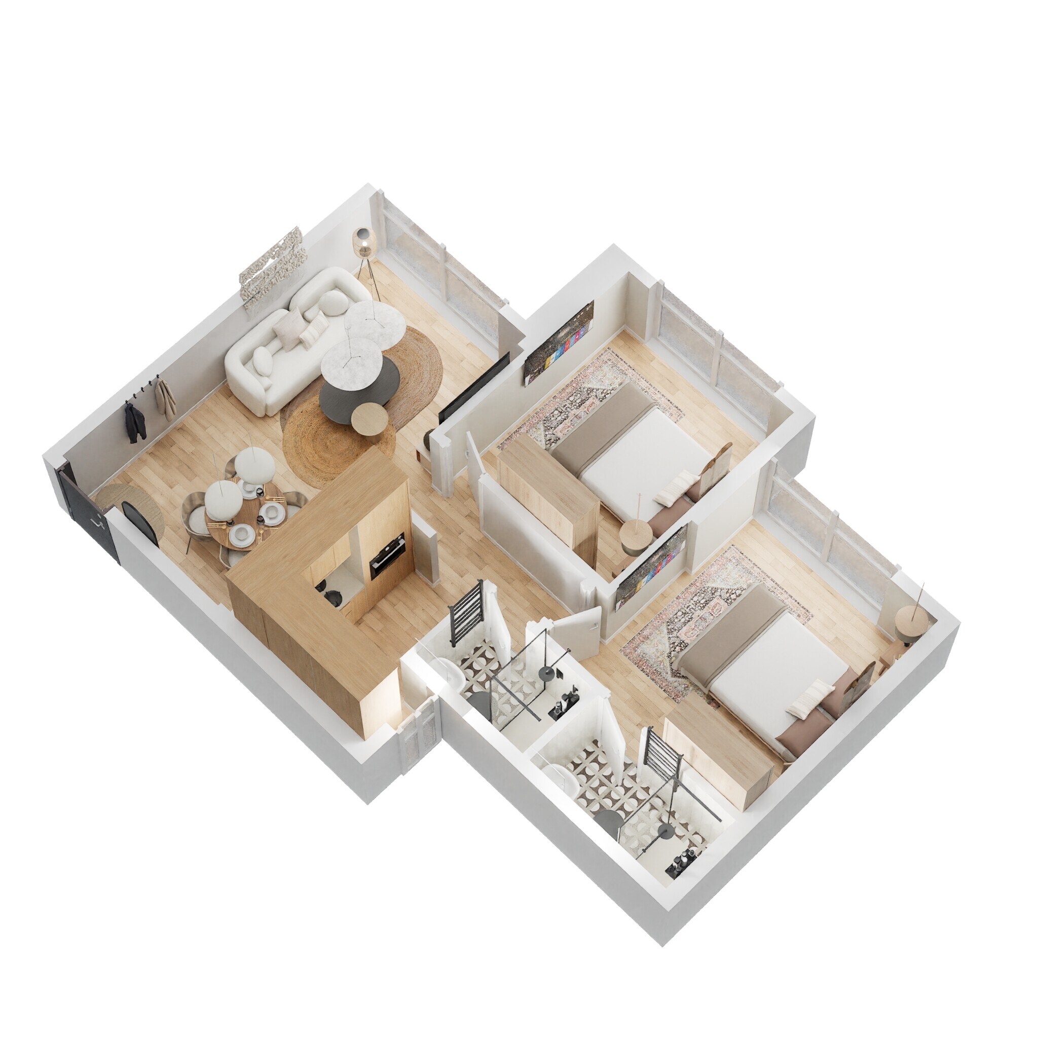 Floor plan of 2 BHK 550 Sq. Ft. Apartment in Paradigm 71 Midtown, Mumbai