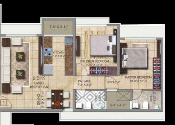 paradigm ananda residency apartment 2bhk 671sqft 91