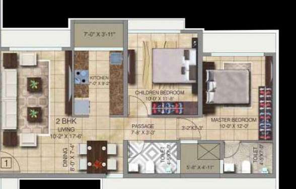 paradigm ananda residency apartment 2bhk 675sqft 91