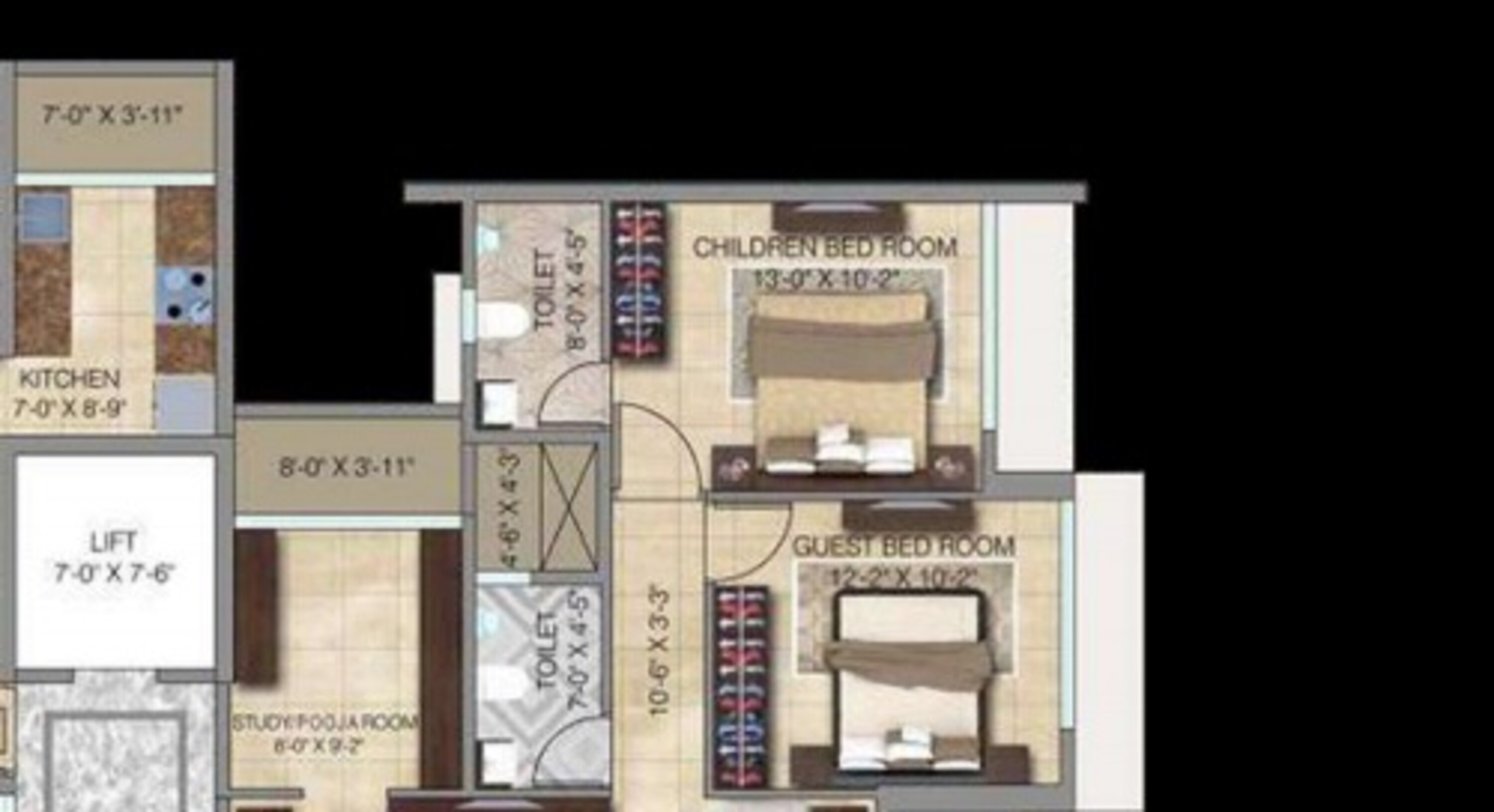 paradigm ananda residency apartment 2bhk 692sqft 91