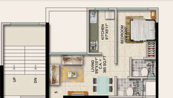 paradigm ariana residency apartment 1 bhk 371sqft 20201015121052