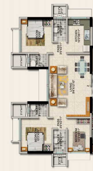 paradigm ariana residency apartment 3bhk 737sqft21