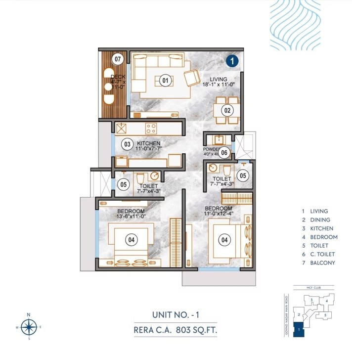 Floor plan of 2 BHK 803 Sq. Ft. Apartment in Paradigm Shivalaya, Mumbai