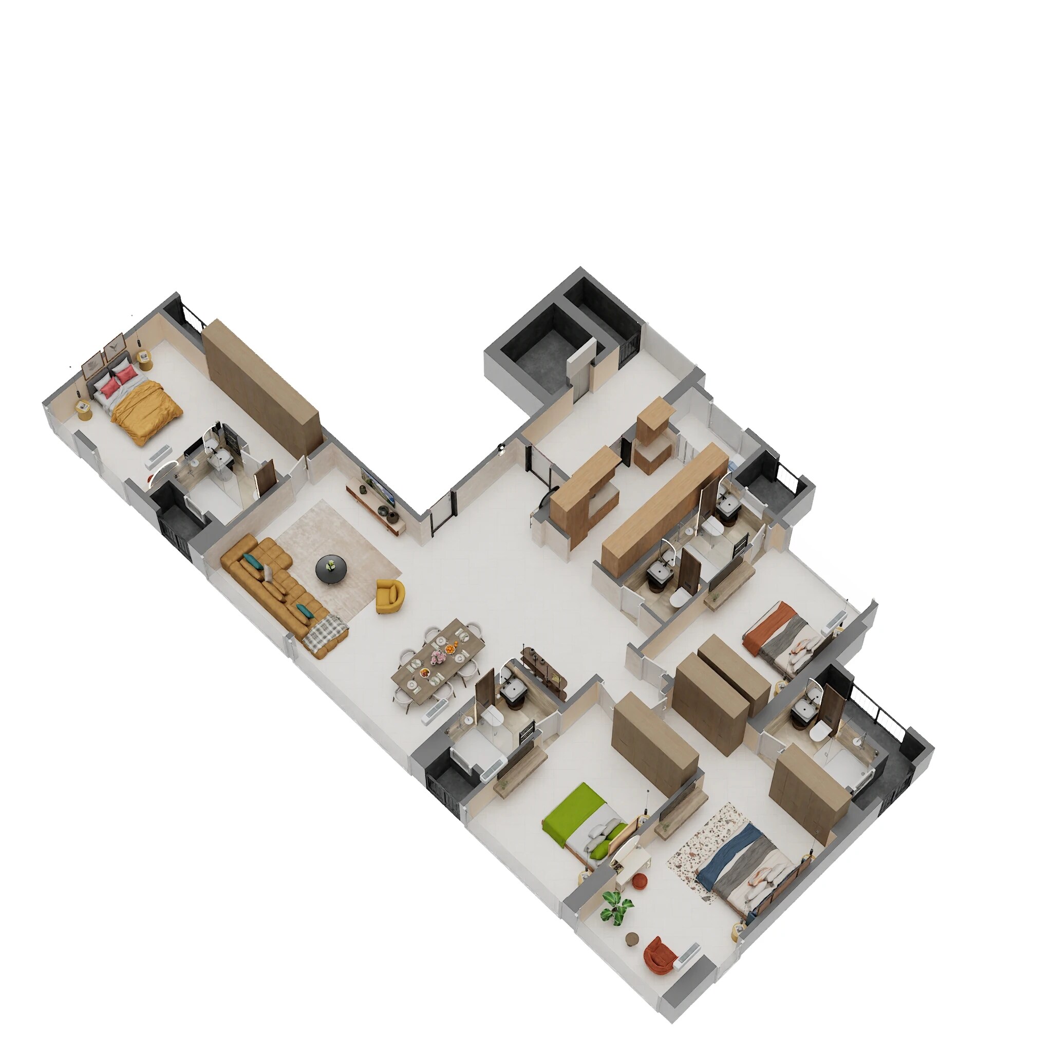 Floor plan of 4 BHK 1800 Sq. Ft. Apartment in Paradigm Superstar, Mumbai
